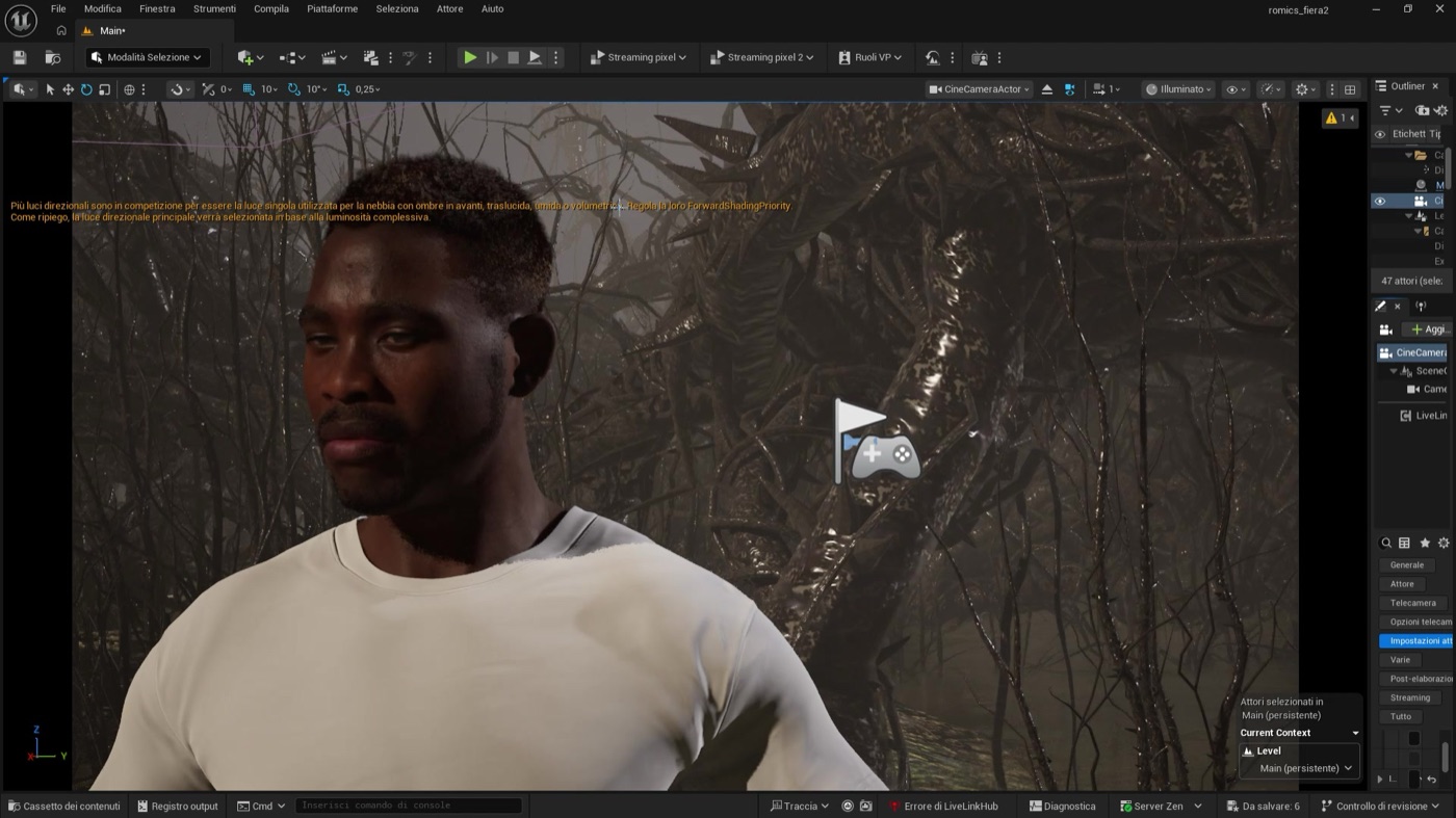 Previsualizzazione di un personaggio in Unreal Engine